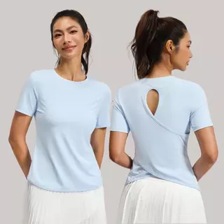 เสื้อออกกำลังกายผู้หญิง สีพาสเทล เสื้อกีฬาทรงสวย หลังไขว้ ใส่สบาย S-2XL