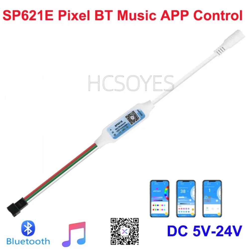 SP621E มินิบลูทูธ RGB Controller สําหรับ WS2811 WS2812 WS2813 LED Strip Light Control 5-24V SP110E S