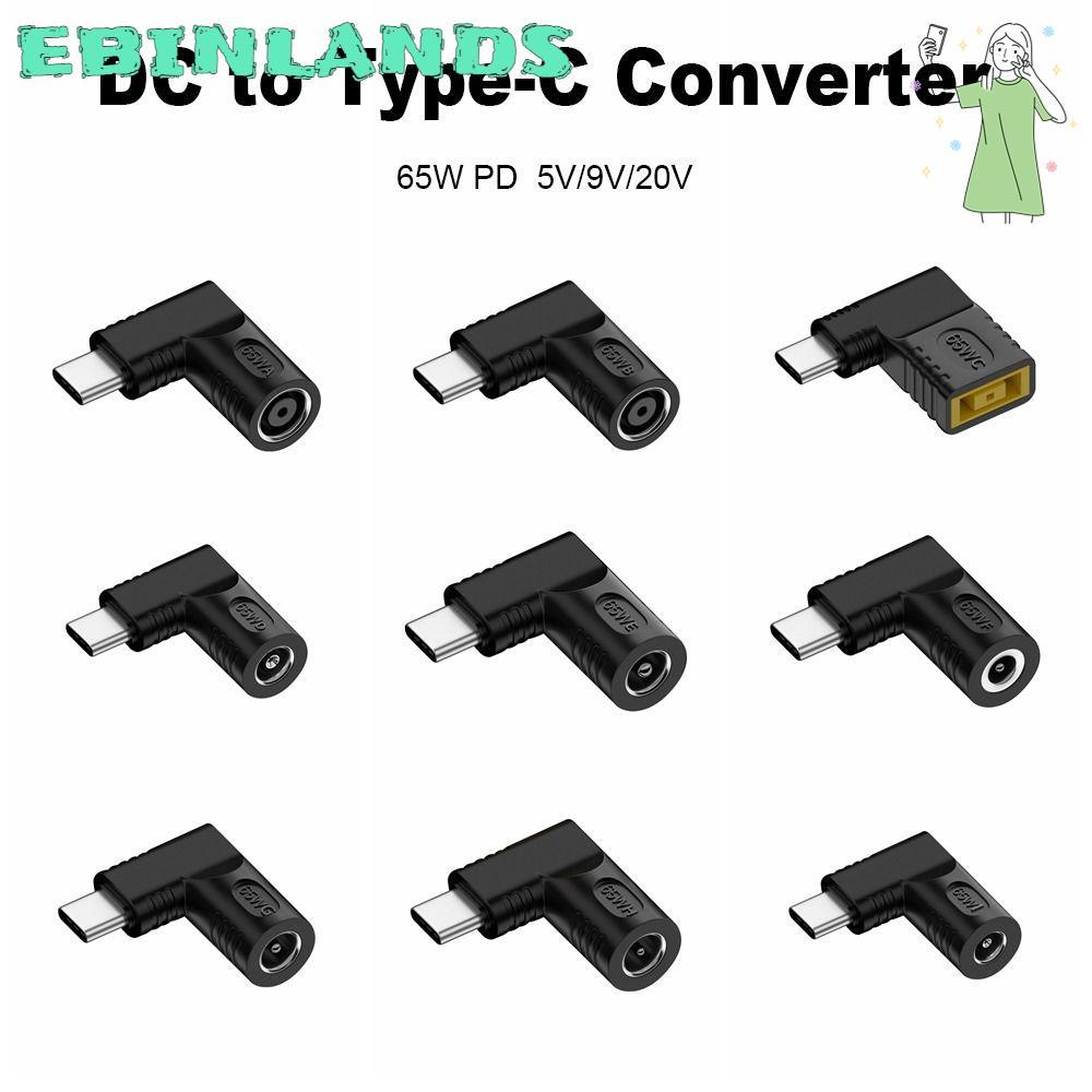 EBINLANDSFA DC to Type C Converter 5v 9v 12v USB C Connector 5.5X2.5 7.4X0.9 4.5X0.6 มม.PD 65W สําหร