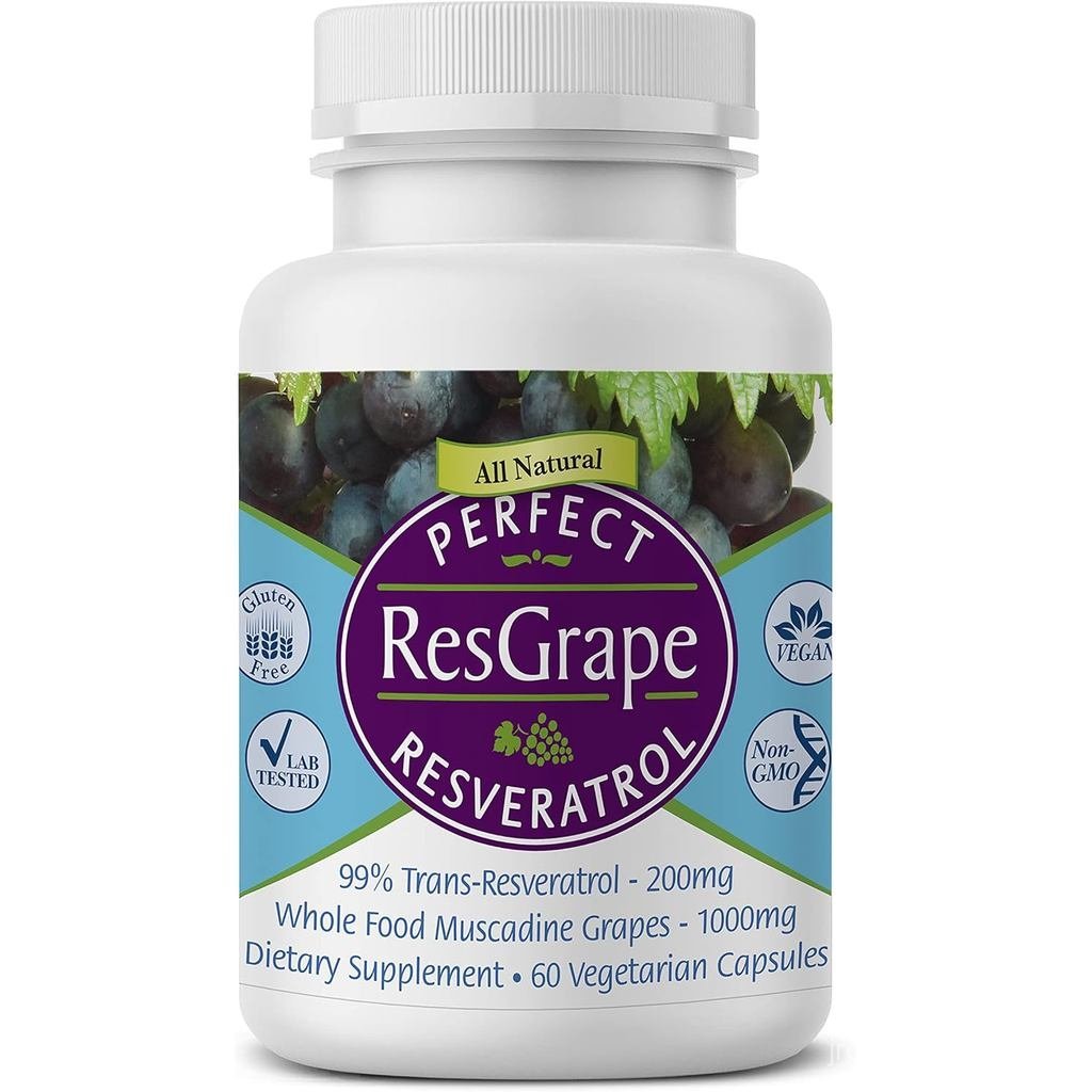 อาหารเสริมที่สมบูรณ์แบบ – Perfect ResGrape Resveratrol – 60 Veggie Capsules – Trans-Resveratrol & Or