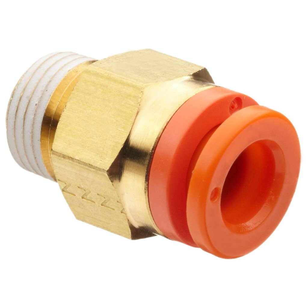 SMC KQ2H07-34AS ทองเหลือง Push-to-Connect Tube Fitting with Sealant, Adapter, 1/4" Tube OD x 1/8" NP