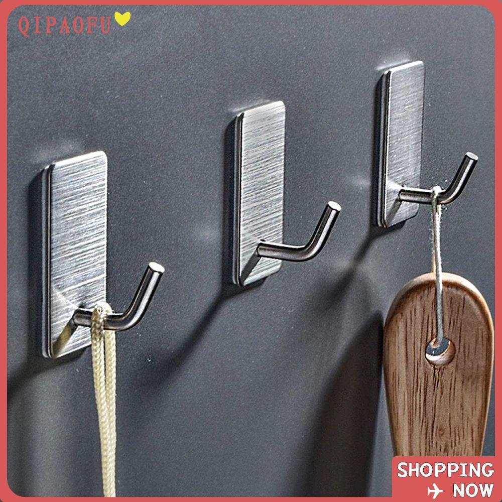 QIPAOFU ตะขอติดผนังเหนียวทนทานไม่มีที่เก็บไม้แขวนเสื้อ