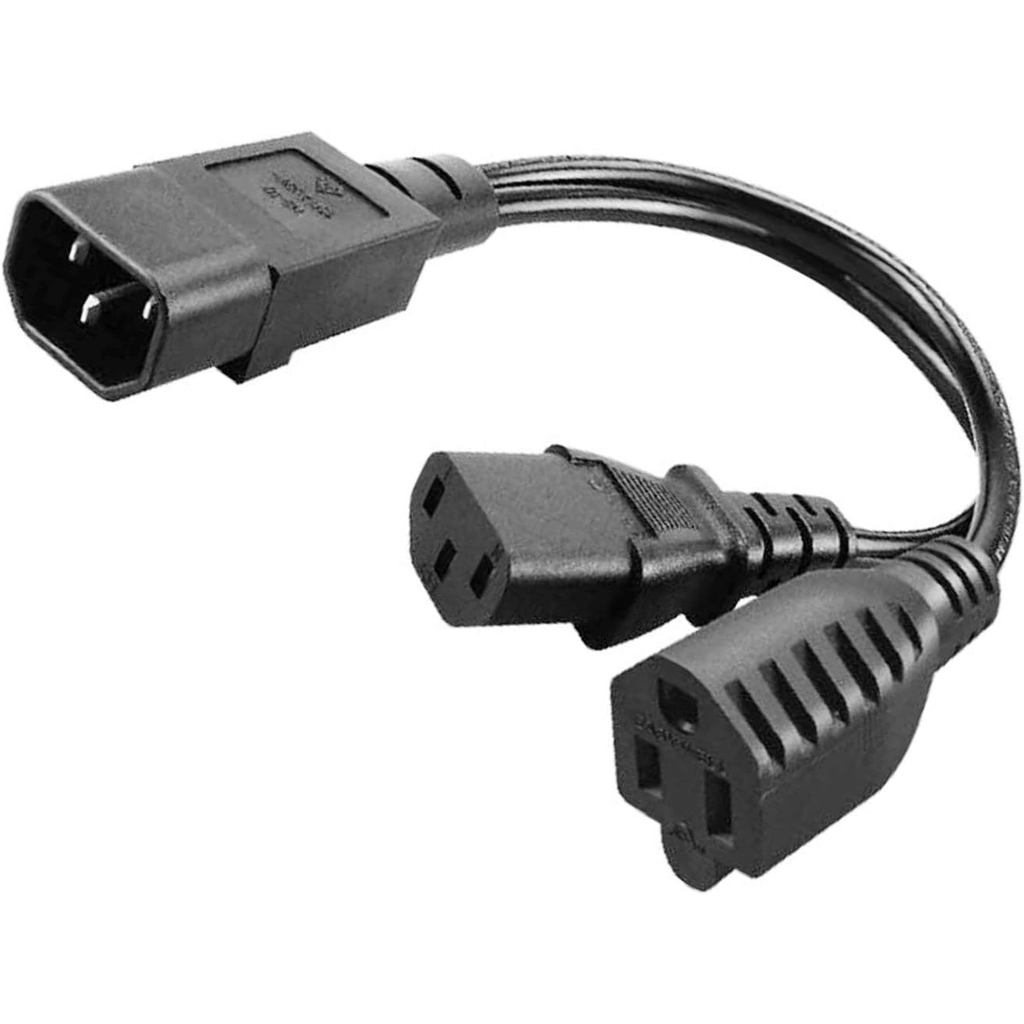 C14 ถึง C13 + NEMA 5-15R Y Splitter ปลั๊กไฟ,เดี่ยว C14 ชาย C13 + Nema 5-15R หญิง Splitter อะแดปเตอร์
