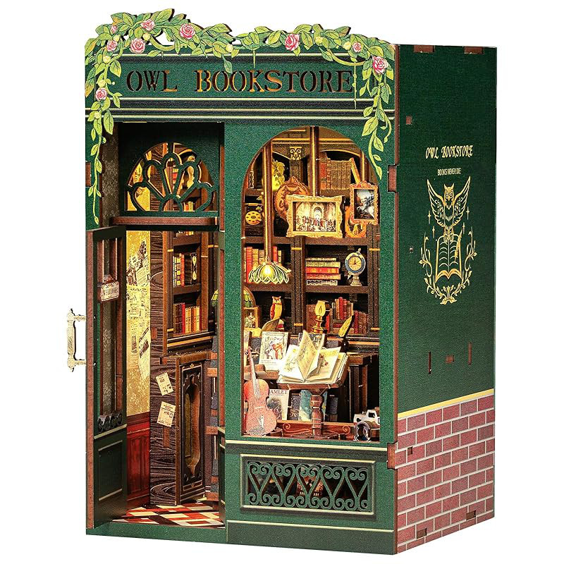CuteBee DIY Book Nook Kits - Miniature Dollhouse Kits for Beginners, Teens, and Adults - Creative De
