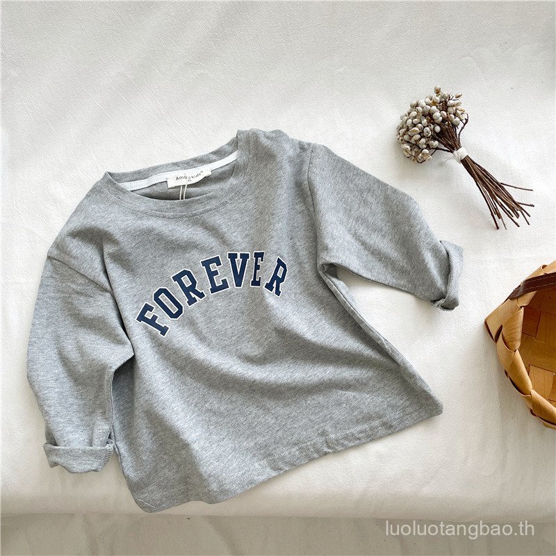 เสื้อยืดแขนยาวแบบเกาหลีสำหรับฤดูใบไม้ผลิและใบไม้ร่วง ออกแบบมาสำหรับชายและหญิง จากผ้าฝ้ายแท้ สวมใส่ง่ายและสบาย เป็นไซส์ใหญ่ที่ยืดหยุ่นได้ - รูปที่ 4