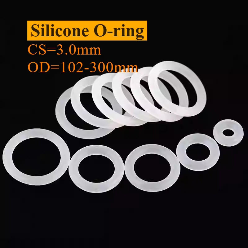 O-ring ประเก็น CS3mm * OD102-300mm O-ring แหวนซิลิโคนสีขาวซีลเกรดอาหารแหวนยางกันน้ําปะเก็นยืดหยุ่นCL
