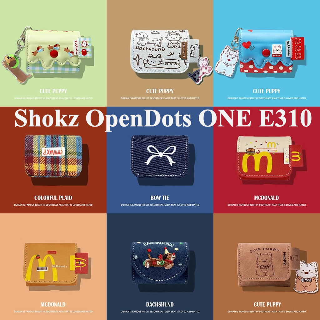 เคสหนัง น่ารักการ์ตูนทรงจําลูกสุนัขสุนัขคิตตี้สําหรับ Shokz e310 ชุดหูฟังบลูทูธไร้สายฝาครอบ Shokz OpenDots ONE E310 เคสป้องกันป้องกันการหล่นป้องกันกรณีนุ่ม