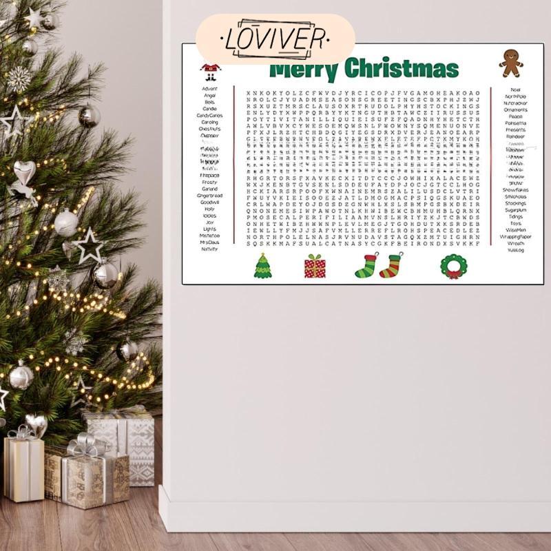 LOVIVER คําคริสต์มาสค้นหาโปสเตอร์ Wall Wordfind เกมสนุก 3ft x 2ft ขนาดใหญ่ Simple Setup Words ปริศนา