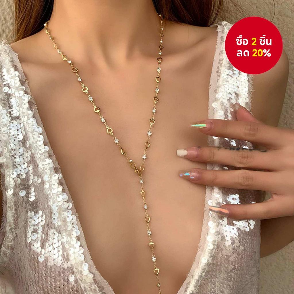 Elegant Gold คริสตัล Y รูปสร้อยคอยาวผู้หญิง Chic Collarbone Chain เครื่องประดับสําหรับ Accasions
