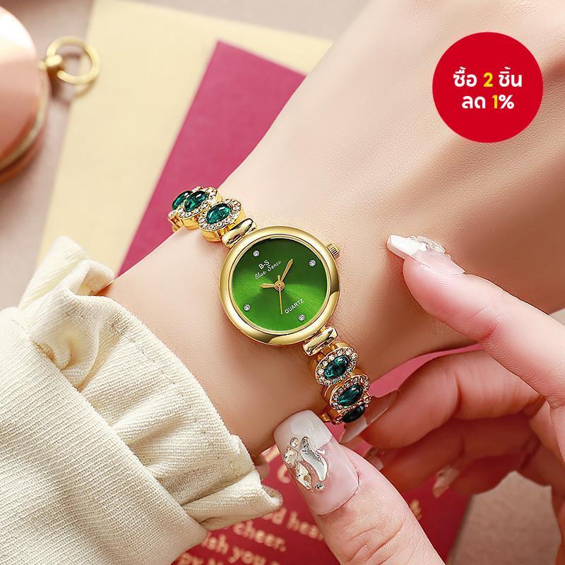 นาฬิกาแฟชั่นสร้อยข้อมือควอตซ์เพชรสําหรับสุภาพสตรี: การออกแบบหน้าปัดทรงกลมหรูหรา