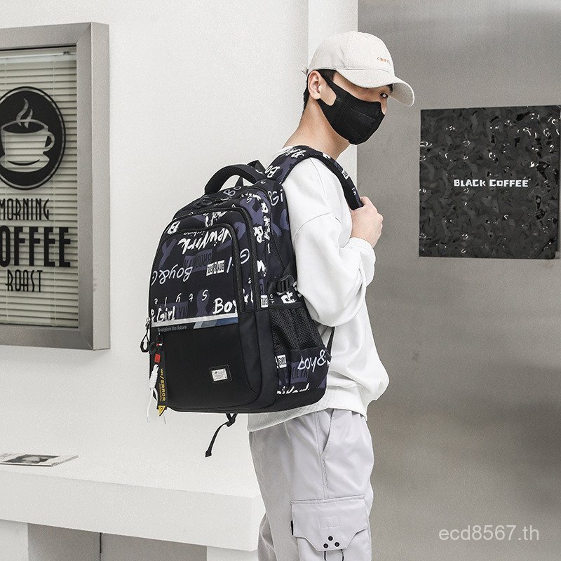 Simple Casual ญี่ปุ่นผู้ชายกระเป๋านักเรียน High School กระเป๋าเป้สะพายหลังขนาดใหญ่ความจุ Junior High