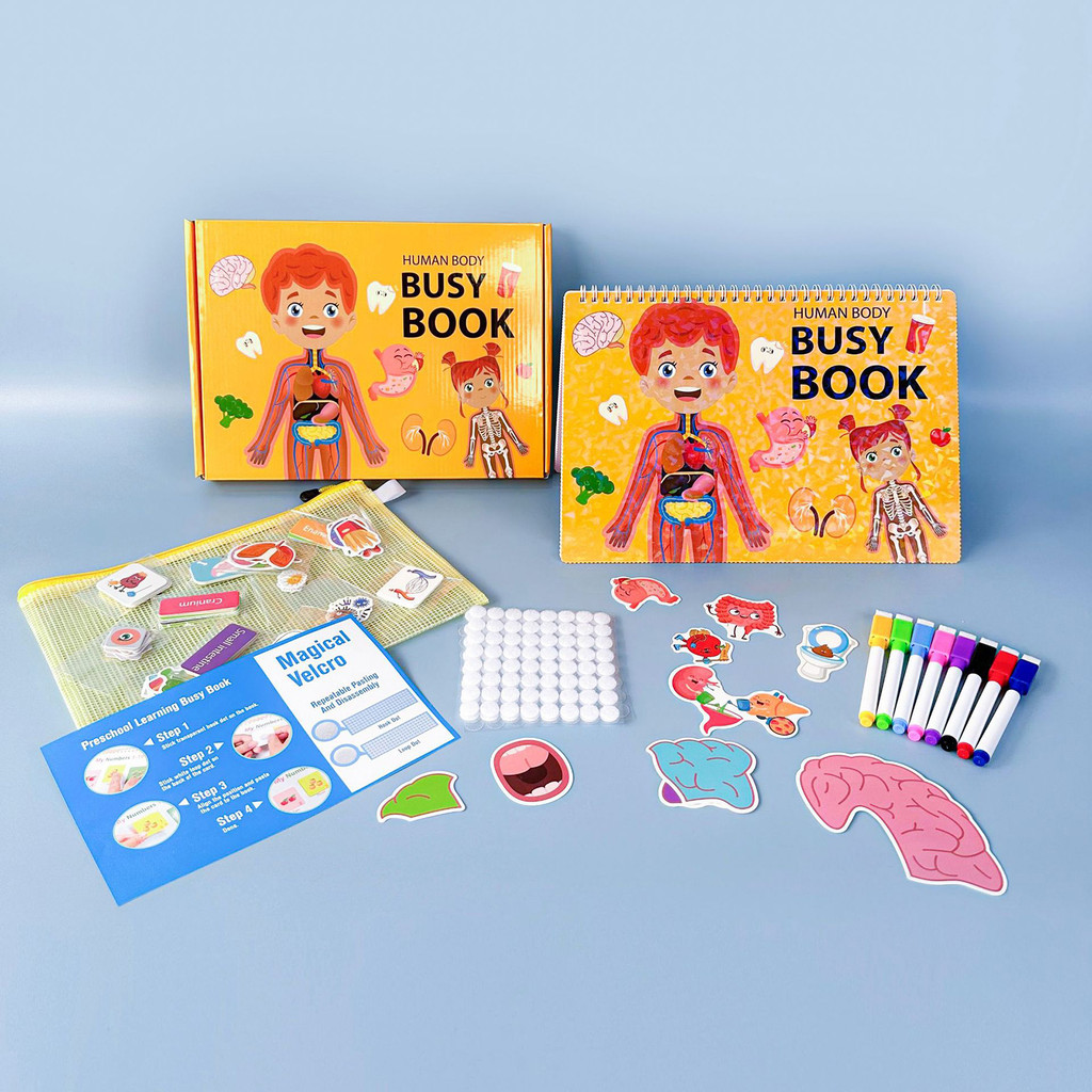 Montessori Busy Book สําหรับเด็ก Human Anatomy Busy Book Sensory การศึกษา Busy Book ของขวัญสําหรับเด