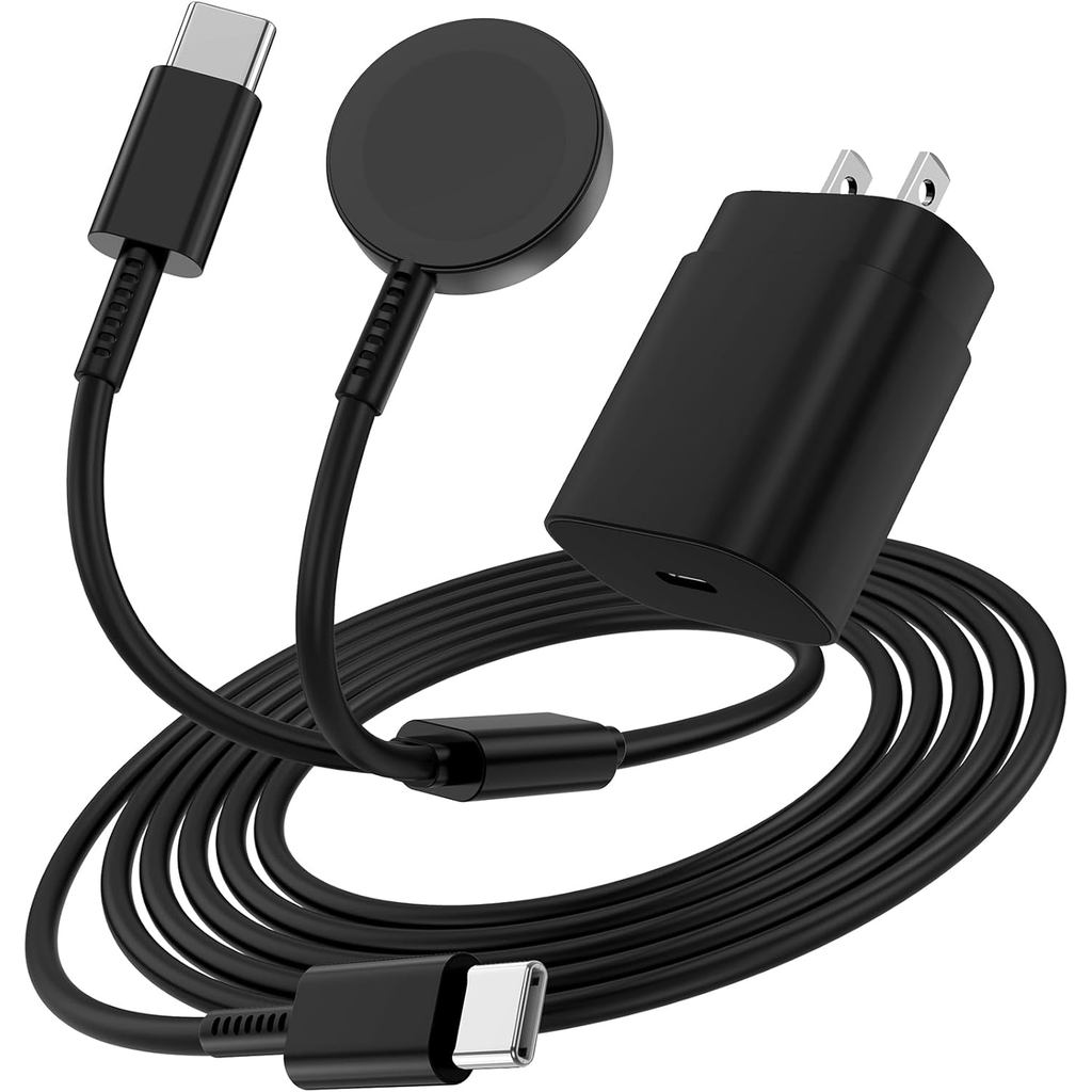 25W Charger USB C for Samsung Watch Charger,2 in1 USB C Magnetic Fast Charging Cable 3FT for Galaxy 