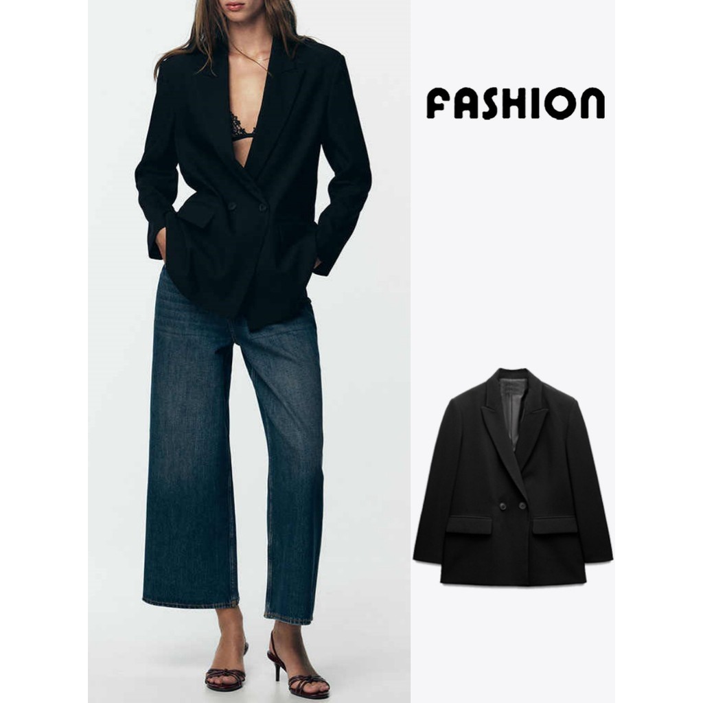 ZA 2026 สินค้าใหม่ในฤดูใบไม้ร่วงผู้หญิง Outline Double-Cardigan Blazer 2753122 681 2753122 711