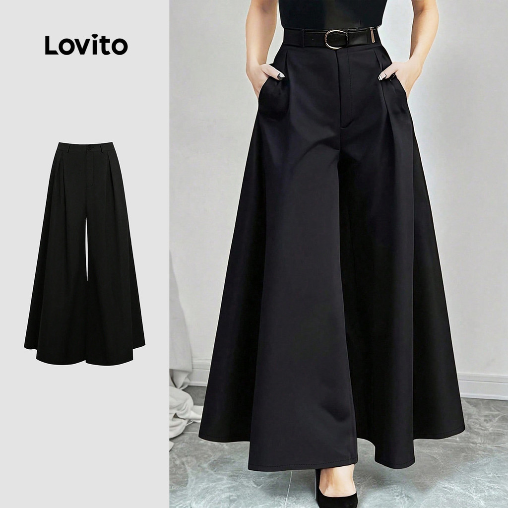 B170-DEC25-J-Solid Color Pocket สุภาพสตรีกางเกงขากว้างกางเกงเหมาะสําหรับทุกวัน,โรงเรียน, Party-PTB17