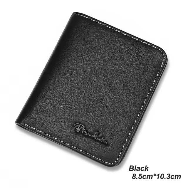 BISON DENIM N4429 2B Ultra Thin Soft Mini Wallet Slim Short Cowhide Folding Card Wallet