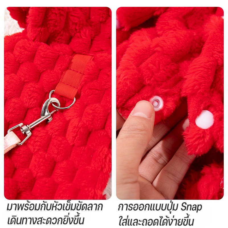 ชุดปีใหม่สัตว์เลี้ยง ชุดอวยพรปีใหม่สำหรับแมวและสุนัข อบอุ่นและกันลม แต่งตัวเทศกาล สวมใส่ฤดูหนาว ลายมังกรจีน - รูปที่ 5