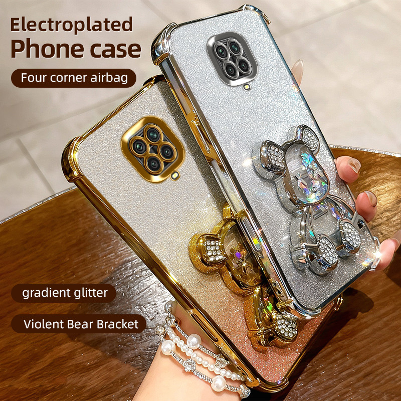 Bling Glitter สําหรับ Xiaomi Redmi หมายเหตุ 9 Pro Max หมายเหตุ 9S 9A 9i 9T K70 Ultra Quicksand Bear 