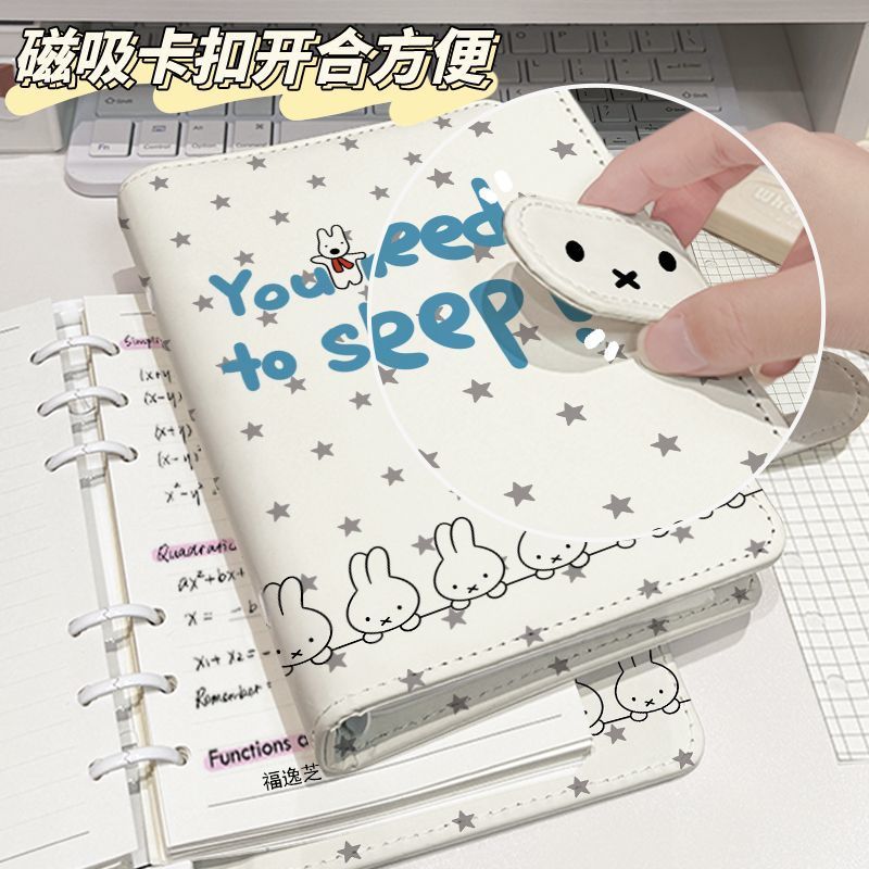 Miffy Magnetic NotebookKawaii หนัง PU A6 Binder Planner รูปที่ 2