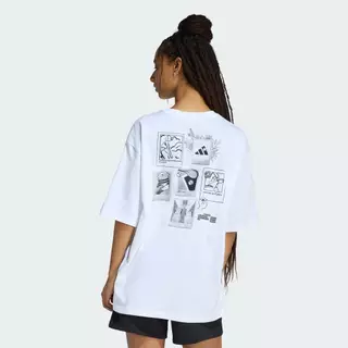adidas ไลฟ์สไตล์ เสื้อยืดพิมพ์ลาย MINI EMBROIDERY OVERSIZED ผู้หญิง สีขาว KA5086