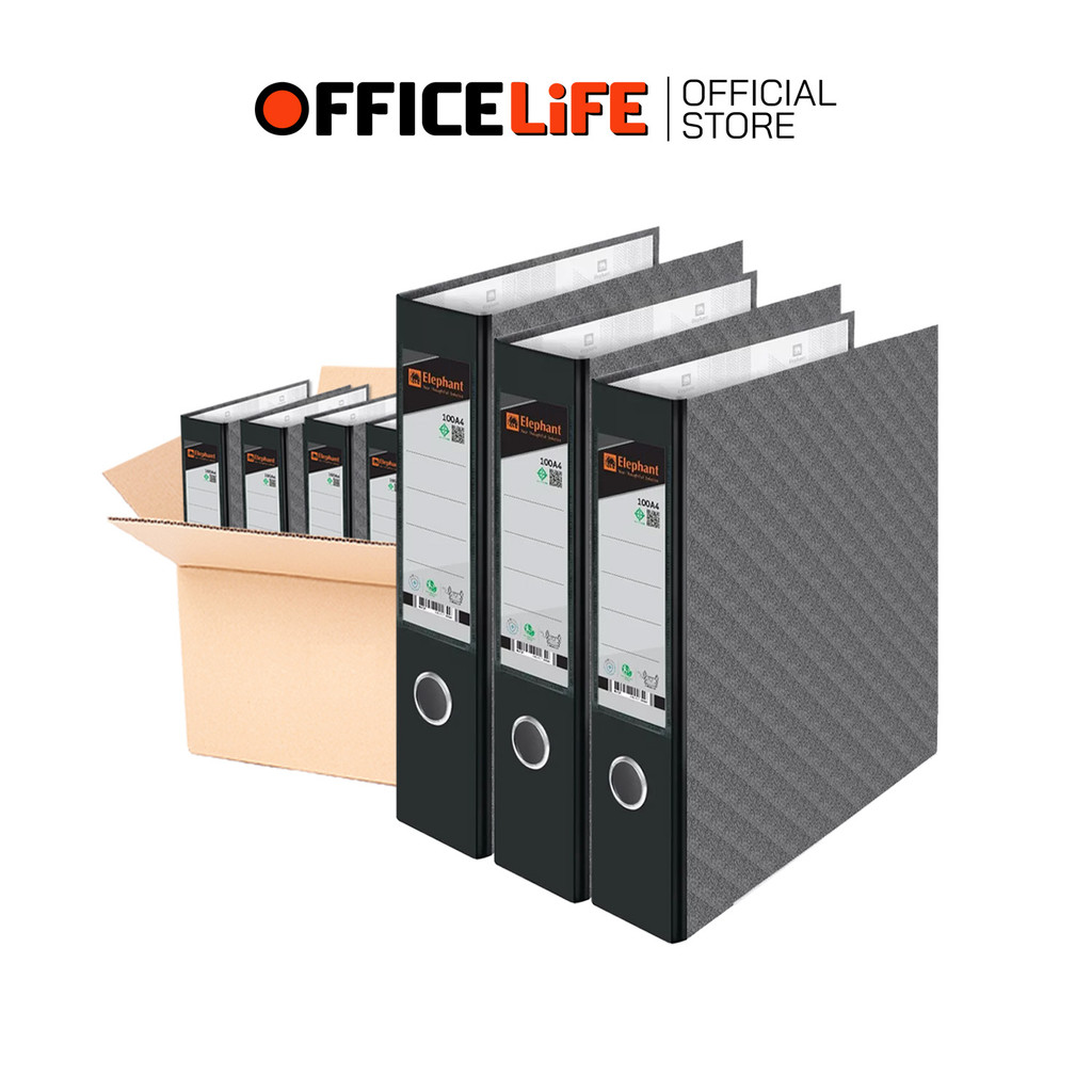จำกัดซื้อไม่เกิน 2 ลัง !!! Elephant (ตราช้าง) แฟ้มสันกว้าง แฟ้มเอกสาร  รุ่น 100 A4 สัน 3 นิ้ว ปกสีดำ