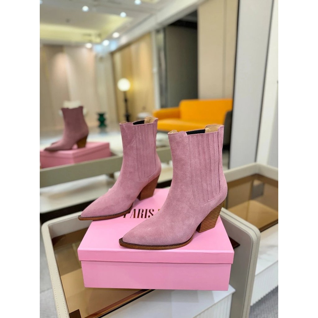 Women's New Style Paris Ankle Boots with Thick Heels for Late Autumn Early Winter Season