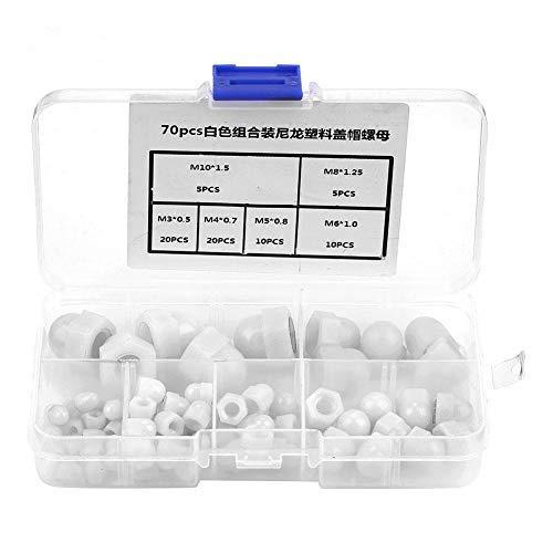 70 ชิ้น Nut Acorn พลาสติก Hex Acorn Nuts M3/M4/M5/M6/M8/M10 ไนลอน Nut Hex หัวโดม Acorn CoverNut Hex 