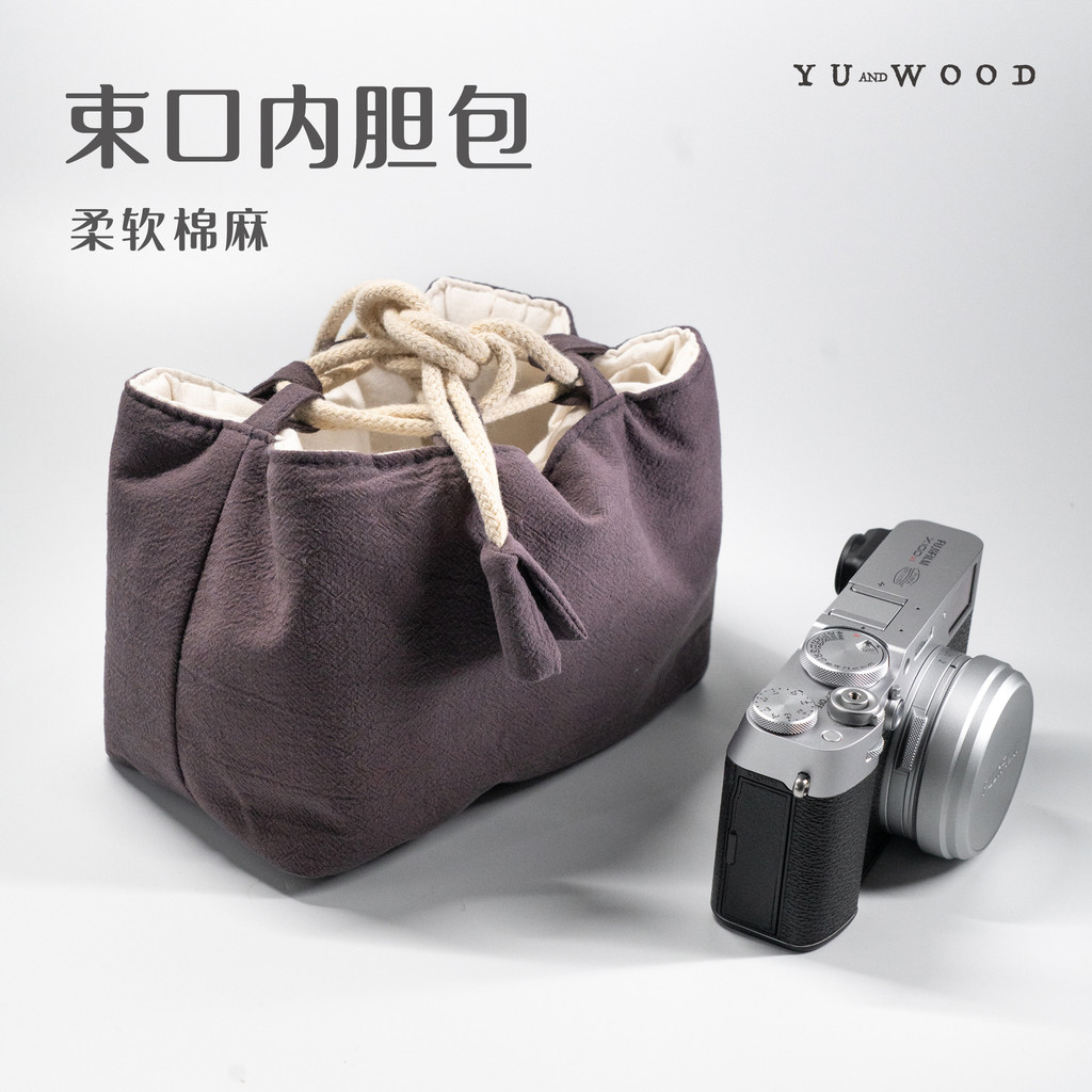 Mall คุณภาพ YUWOOD กระเป๋ากล้องที่กําหนดเองผ้าฝ้ายนุ่มผ้าลินินกระเป๋าเก็บกระเป๋ากล้องแบบพกพา