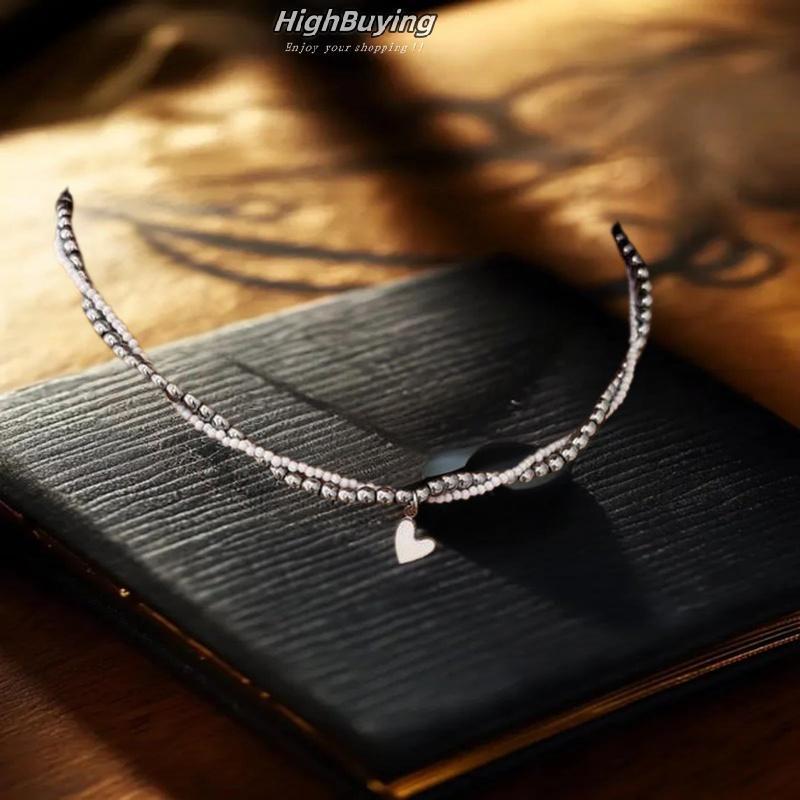 สร้อยคอมูจerdem พร้อมพวงมาลัยหัวใจ สำหรับผู้หญิง ทำจากแก้ว สไตล์แฟชันใหม่