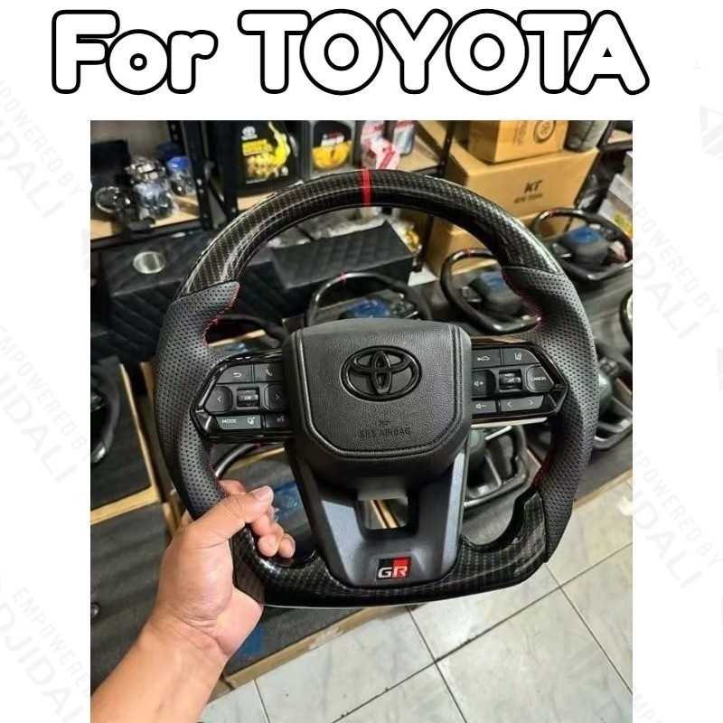 พวงมาลัยพรีเมียมพร้อมถุงลม สำหรับ Toyota Vios Yaris Altis Fortuner Hilux Revo ปี 2006-2018 คาร์บอนไฟเบอร์+หนังแท้