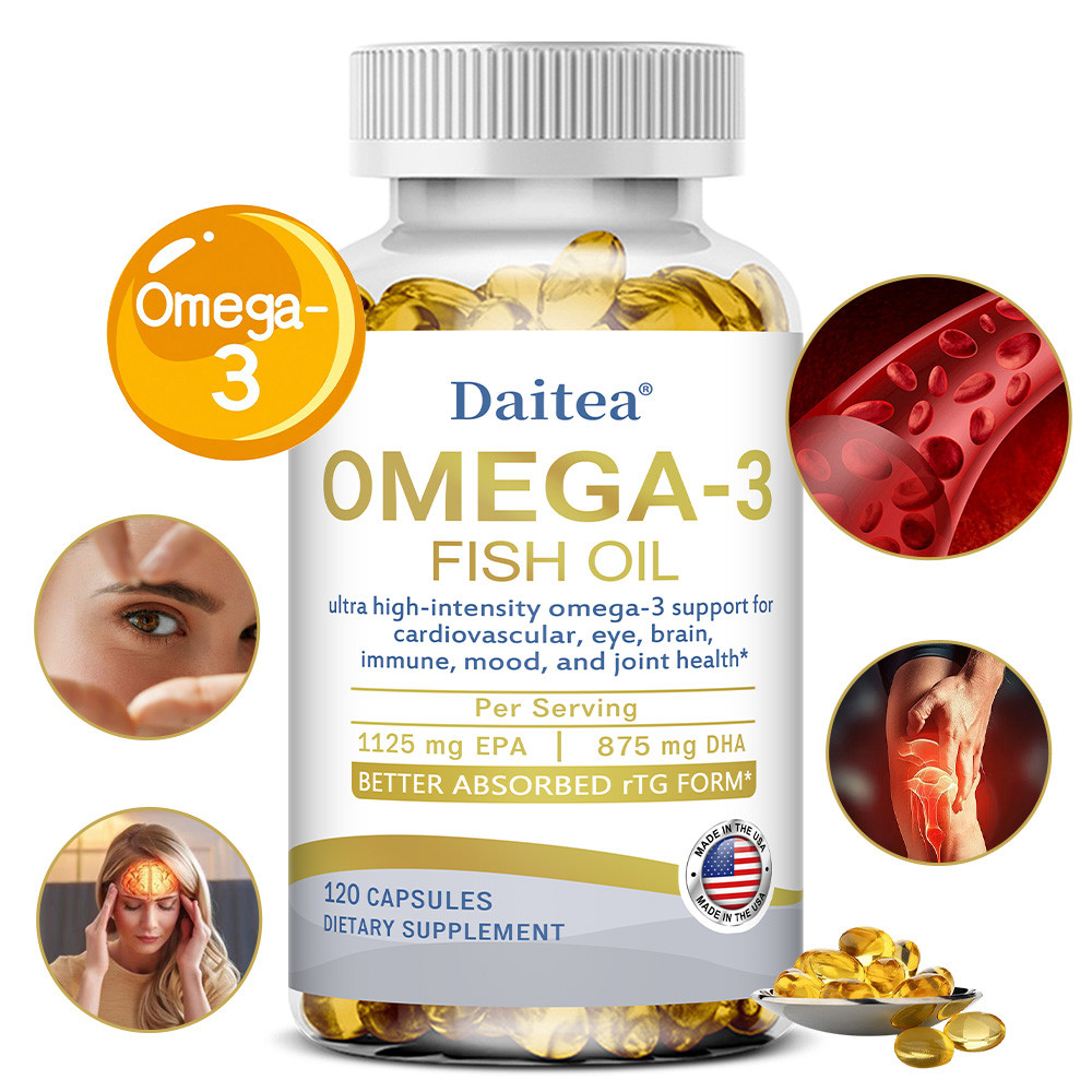 น้ํามันปลา Daitea Omega-3 : ความบริสุทธิ์สูง ดูดซึมน้ํามันปลา Omega-3 ได้ง่าย ซ่อมแซมผิว ปรับปรุงการมองเห็น รองรับสุขภาพข้อ