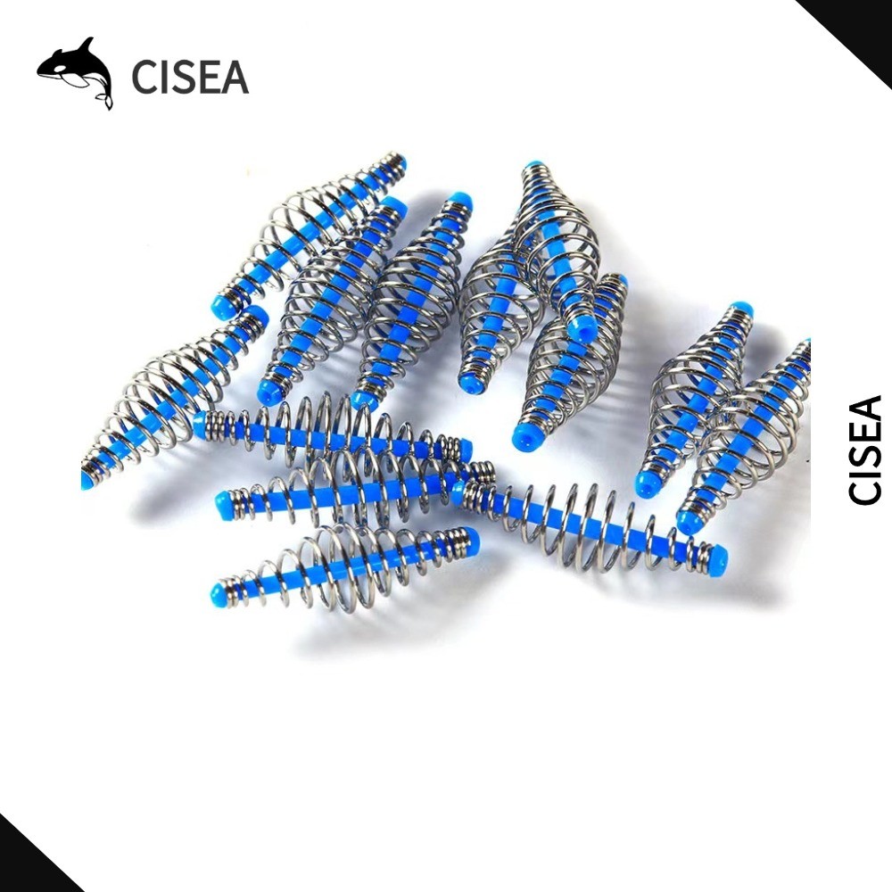 CISEA F403 ชุดอุปกรณ์ตกปลา เงิน รวมกรงเหยื่อสปริงขนาดเล็ก กระต่ายเหยื่อ และตะขอกลวง