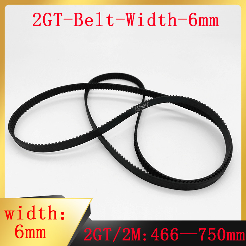2GT 466-750mm Tooth Pitch 2mm GT2 Closed Loop Timing Belt Rubber Width 6mm Conveyor Belt Drive Belt 