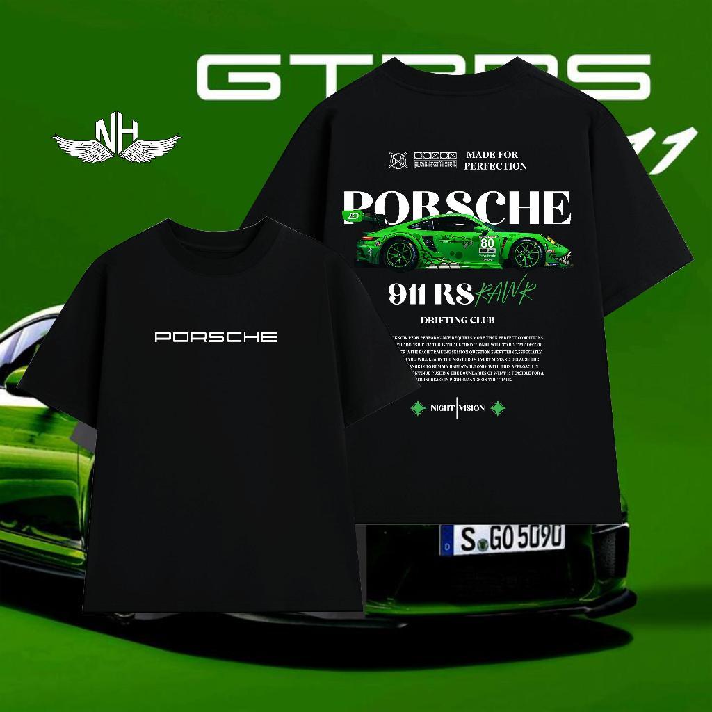 เสื้อยืด " Porsche Rexy " ผ้าฝ้าย Unisex เก็บทรง ดูดซับS-5XL