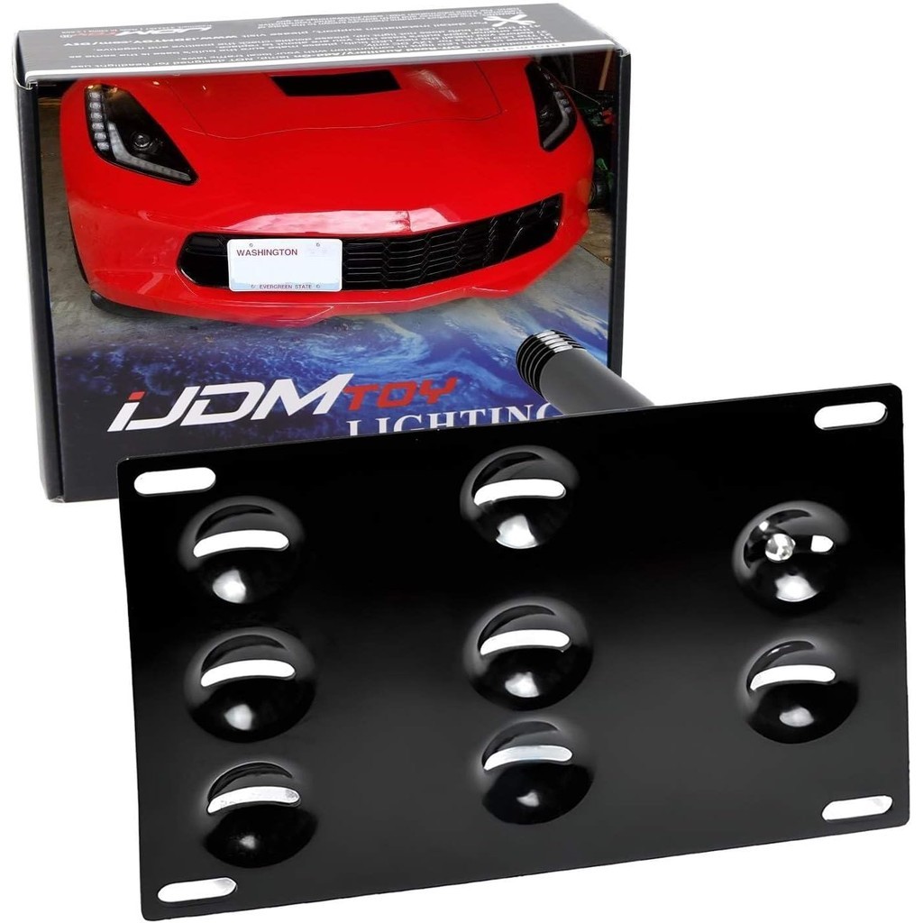 IJDMTOY ไม่มีเจาะกันชนหน้าตะขอพ่วงป้ายทะเบียนยึดอะแดปเตอร์ชุดใช้งานร่วมกับ 2015-2019 C7 Chevrolet Co