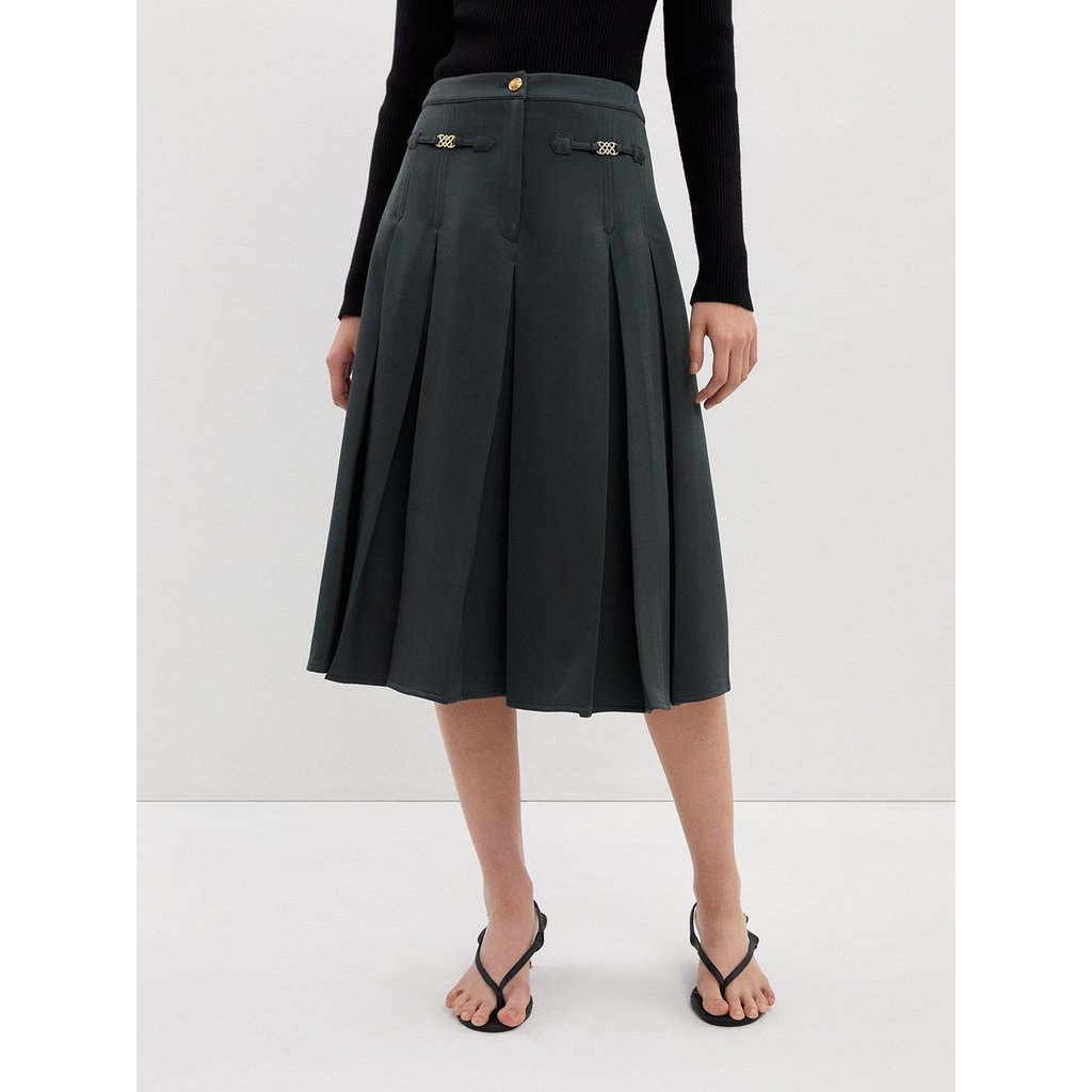 [Pomelo] กระโปรงยาวแต่งพลีท / Pleated Skirt