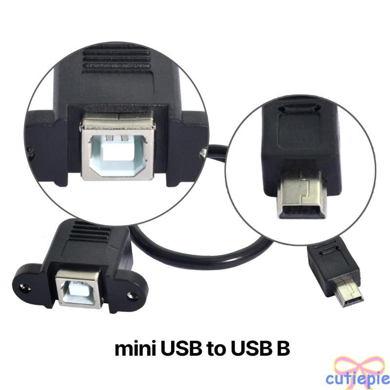 Cutie Mini USB 5Pin Male to USB B Female Cable with Screws for Printers 30 50cm