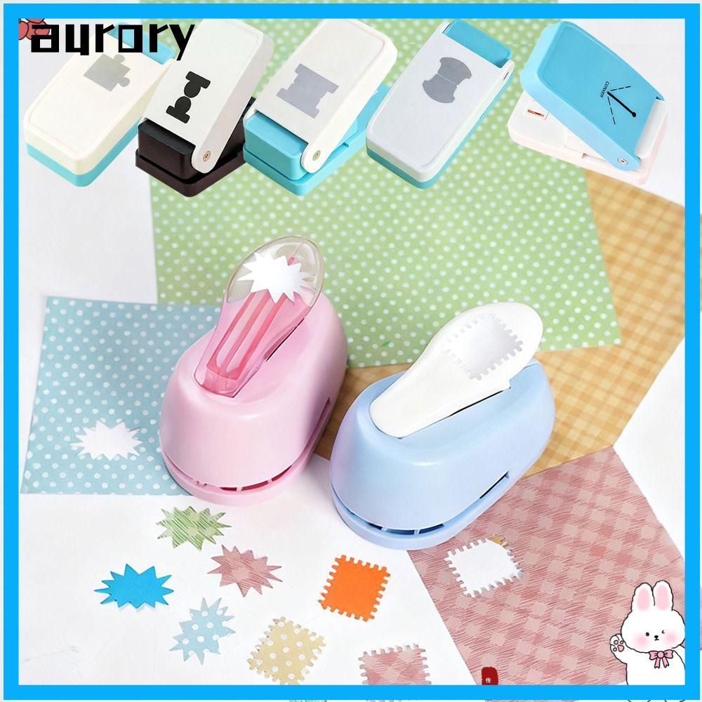 AURORY Stamp Punch Embosser, Mini DIY Craft Punch, Multi-shape Stamp Shape Border Punch Toothed Punc