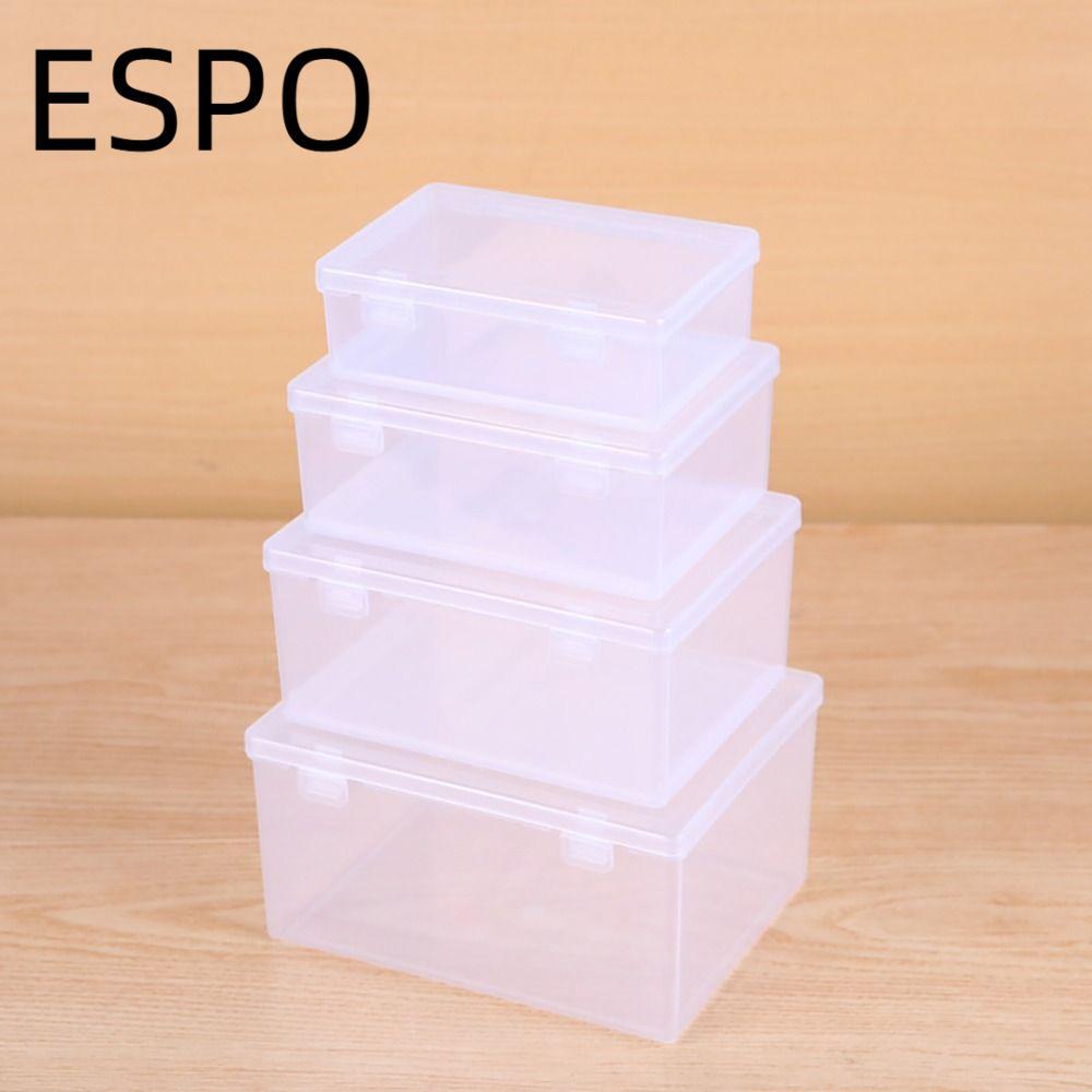 ESPO 1 ชิ้นกล่องเก็บ,สี่เหลี่ยมผืนผ้าแบบพกพาพลิกกล่อง,กันฝุ่นโปร่งใสหนาขนาดเล็กขนาดกลางขนาดใหญ่พลาสติกสําหรับยาเครื่องประดับต่างหูเครื่องสํา