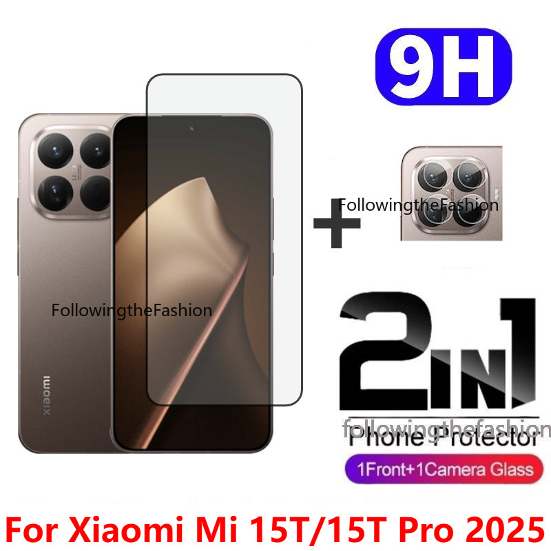 2 in 1 ป้องกันหน้าจอสําหรับ Xiaomi Mi 15T Pro 2025 Mi 15T 15 T 15TPro 4G 5G 2025 Full Coverage HD กระจกนิรภัยป้องกันหน้าจอโทรศัพท์ฟิล์มด้านหน้ากล้องกลับฟิล์ม ราคา ถูกที่สุด ดีลบีเคเค