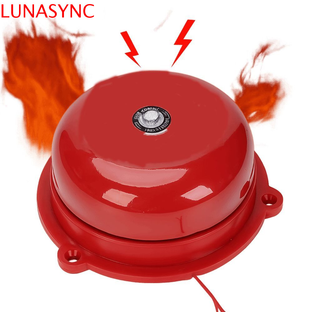 LUNASYNC Point Fire Alarm, กันน้ําโลหะภายใน Strike Alarm Bell, Long Range AC 220V Electric Bell Inte