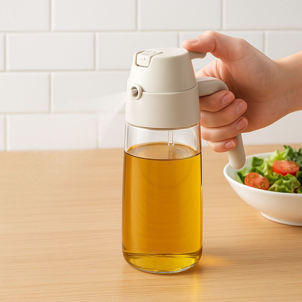 สเปรย์ขวดแก้วใส่น้ำมันพืช น้ำมันมะกอก แบบพ่นฝอย หัวกดใช้ง่าย ใช้คู่กระทะไม่ติดหม้อ - รูปที่ 7