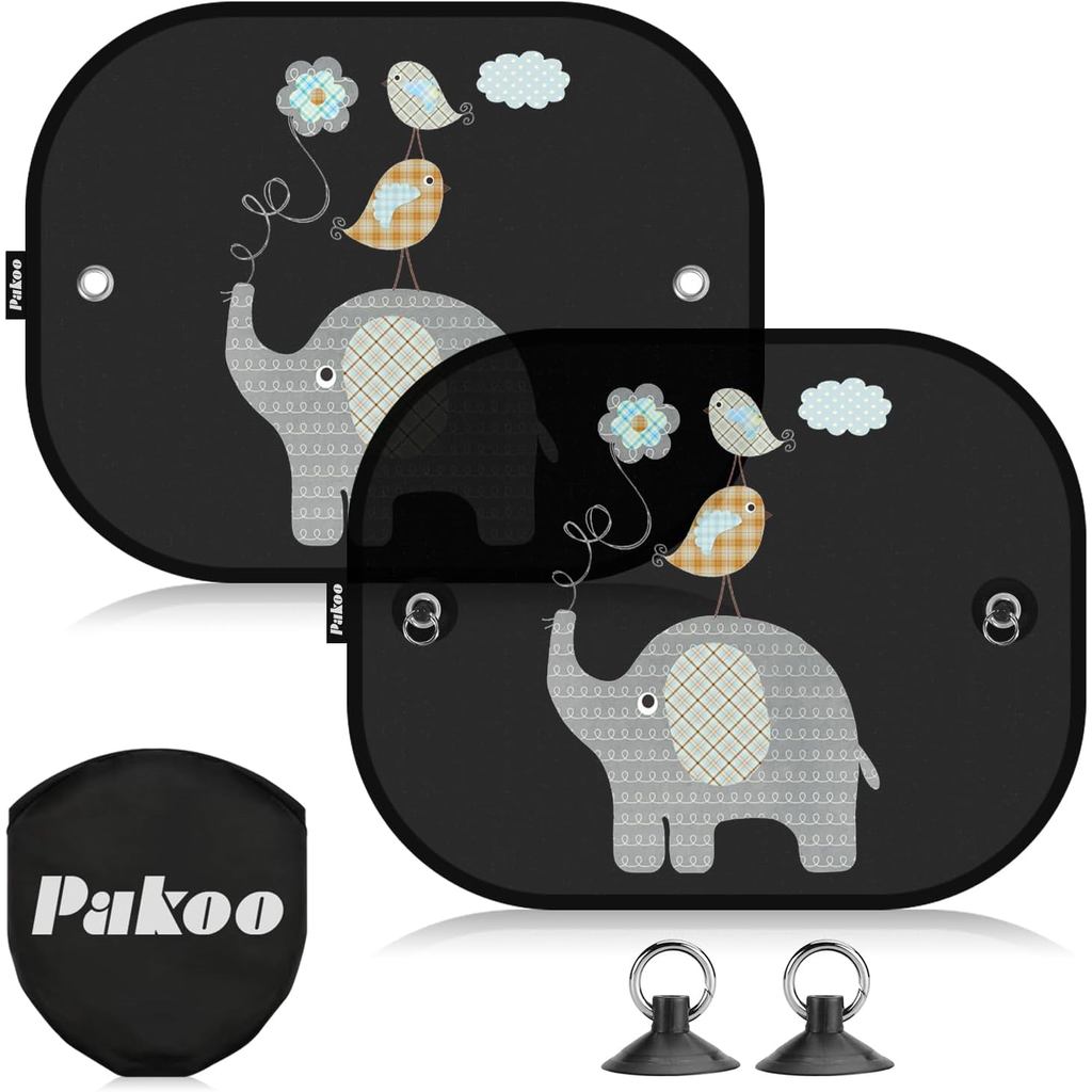 Car Sun Shades for Baby, 2 Pack Mesh Window Shade Baby Kids Pet with Cute Animal Motifs, Side Window