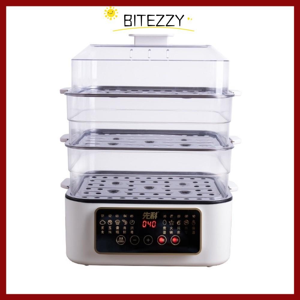 BITEZZY หม้อไอน้ําไฟฟ้า, หม้อนึ่งสแตนเลส 32 ลิตร, อเนกประสงค์พร้อมฝาปิด 2/3 ชั้น 800W หม้อต้มไอน้ําเครื่องใช้ในครัว