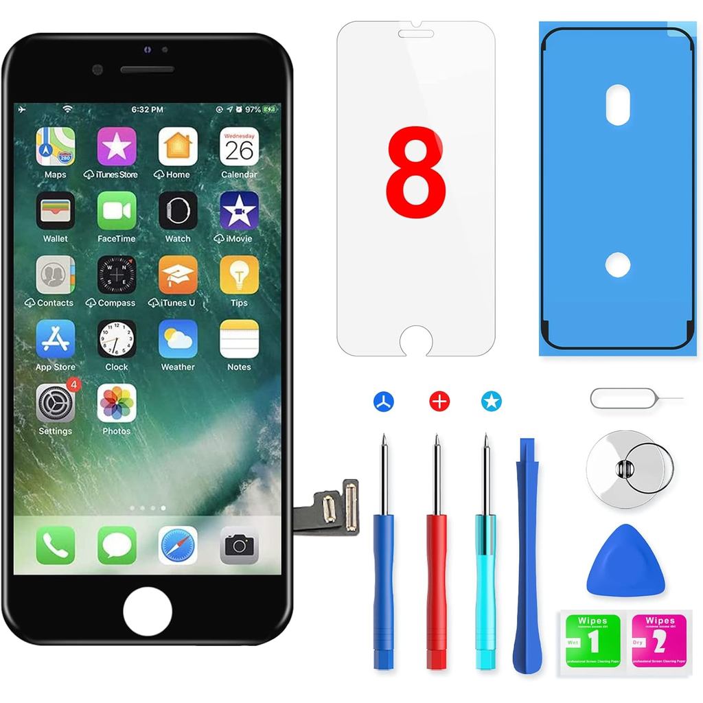 QTlier for iPhone 8 Screen Replacement, LCD Display Touch Screen Digitizer Assembly with Repair Tool
