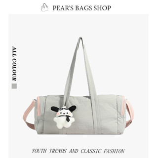 กระเป๋ากีฬาสำหรับสุภาพสตรี ความจุสูง สีเทาเรียบง่าย แฟชั่นสบ…