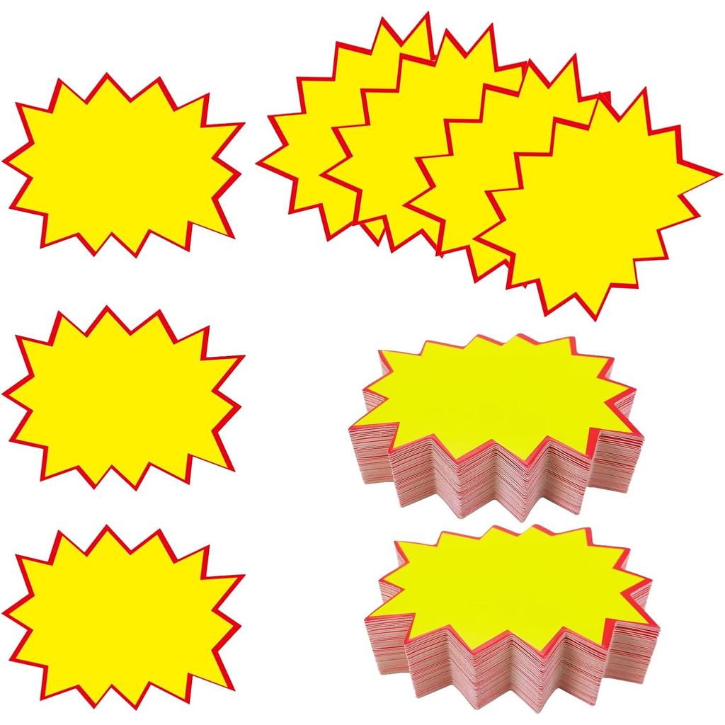 200 Pieces Star Burst Signs 2.75 x 2 Inch Blank Price Tags Burst Paper Signs Star Burst Sale Price T
