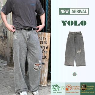 YOLO กางเกงยีนส์ขายาว OVERSIZE  กางเกงยีนส์ขายาวโอเวอร์ไซส์ …