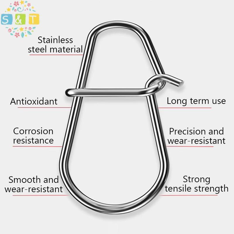 [S&T] 100 ชิ้นคลิปตกปลา Fast Crankbait Snaps ตัวเชื่อมต่อตกปลาน้ําเค็มล็อคล่อสแตนเลส {th} - รูปที่ 6
