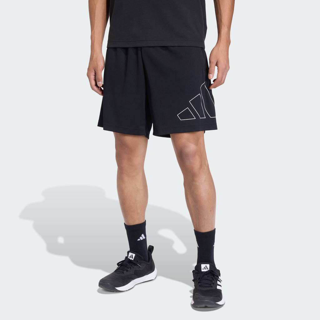 adidas Gym & Training กางเกงขาสั้นผ้าปิเก้ WORKOUT ESSENTIALS BASE BIG LOGO ผู้ชาย สีดำ KA5474